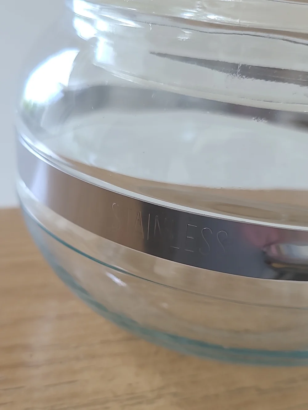 Vintage Pyrex Clear Glass Teapot with Silver Band